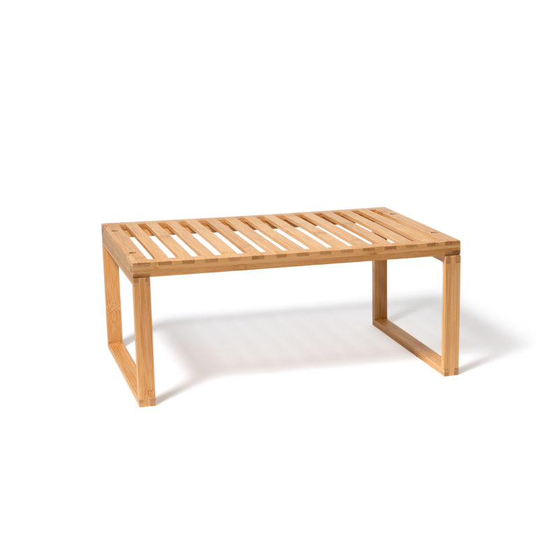 Bamboo Slatted Stackable Kitchen Cabinet Shelf Organizer