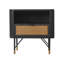 Modern Nightstand With Storage, Black Acacia Wood & Rattan For Home