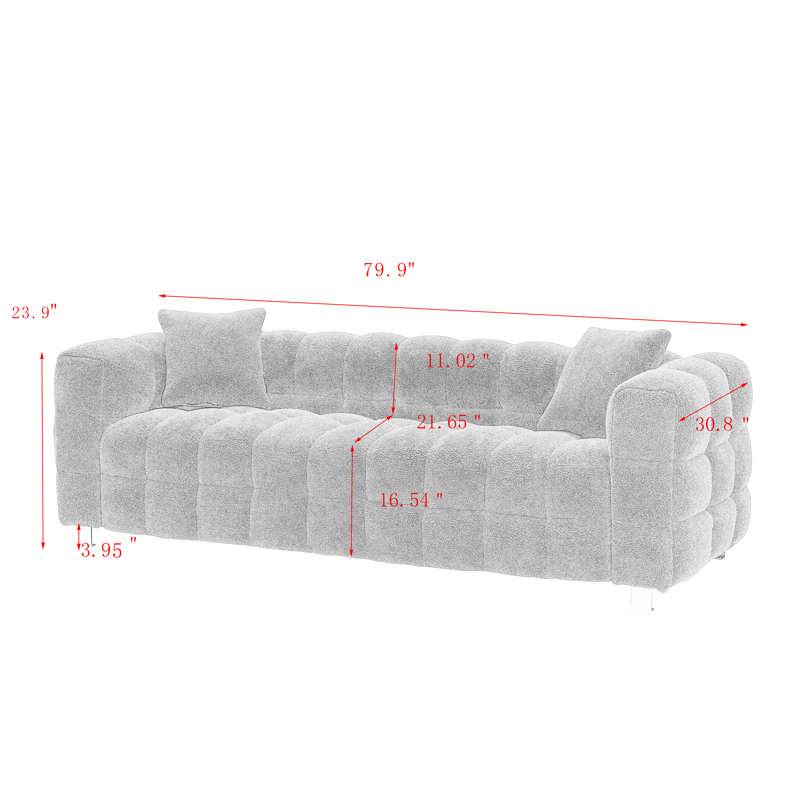 Upholstered Sofa, Dark Gray Polyester Blend, 24" H x 80" W x 30.7" D