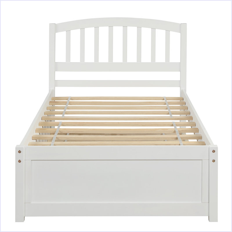 Base de lit simple avec lit gigogne en bois, Blanc