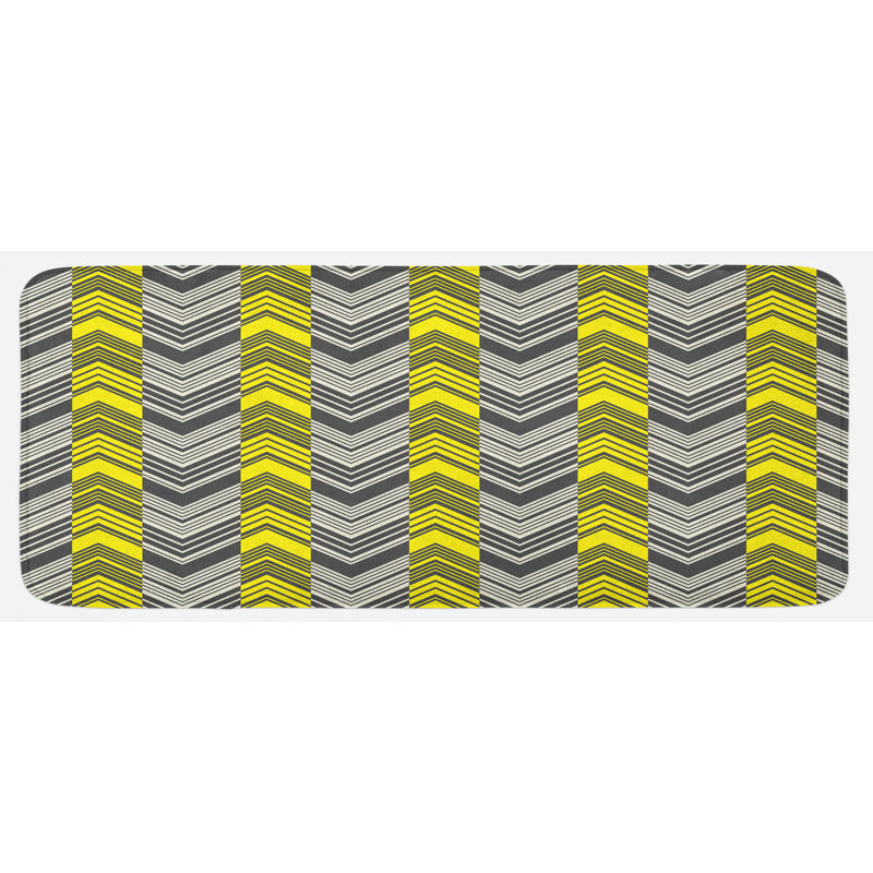 Modern & Contemporary Striped Synthetic Kitchen Mat