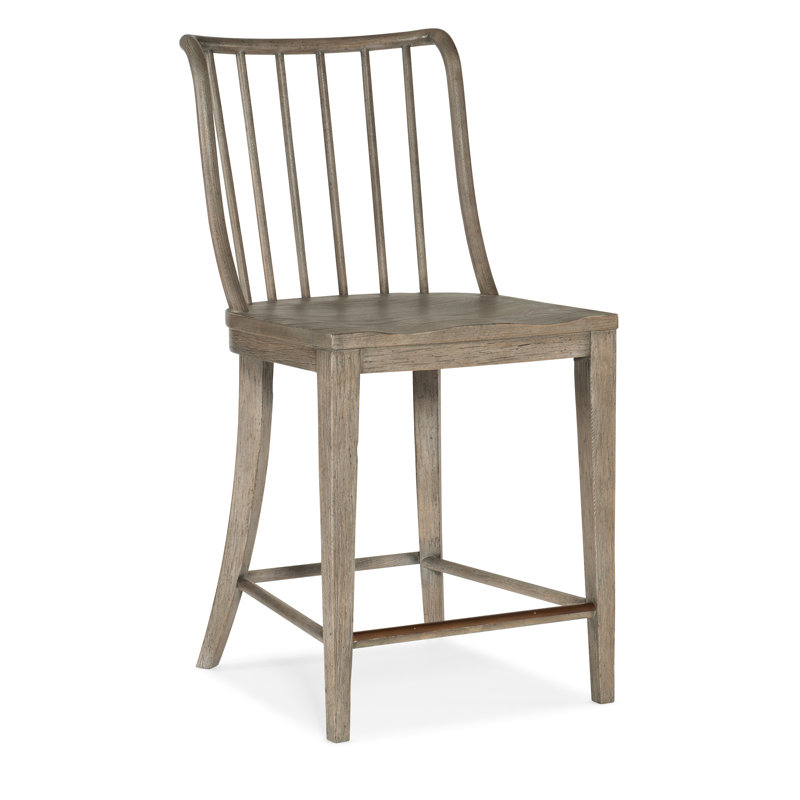Gray Washed Oak Spindle-Back Counter Stool