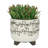 S/2 CERAMIC 6/8" SCRIBBLE FOOTED PLANTER, BEIGE