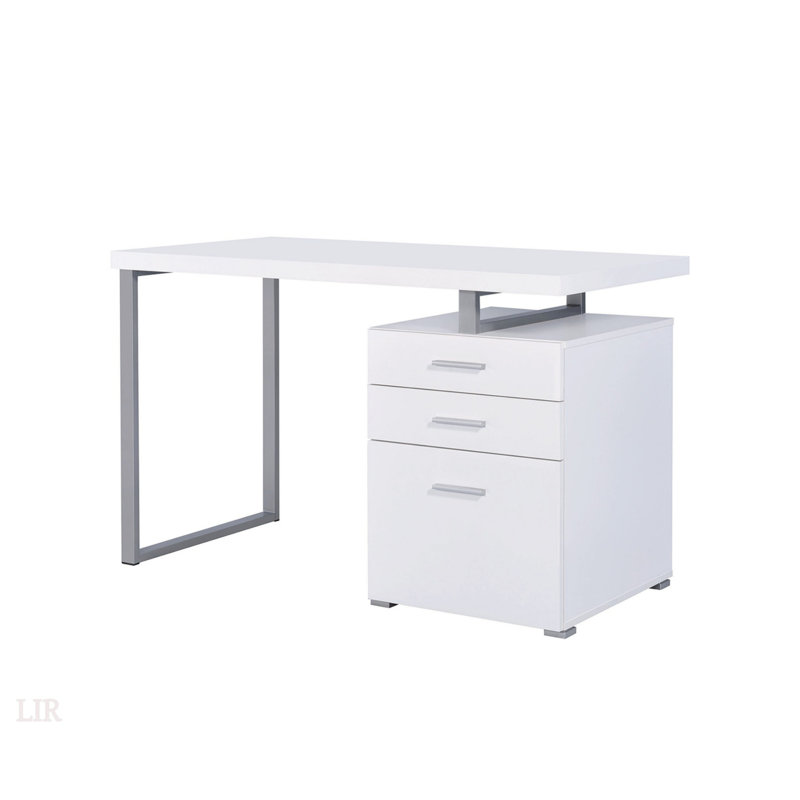 Bureau réversible à 3 tiroirs, Blanc