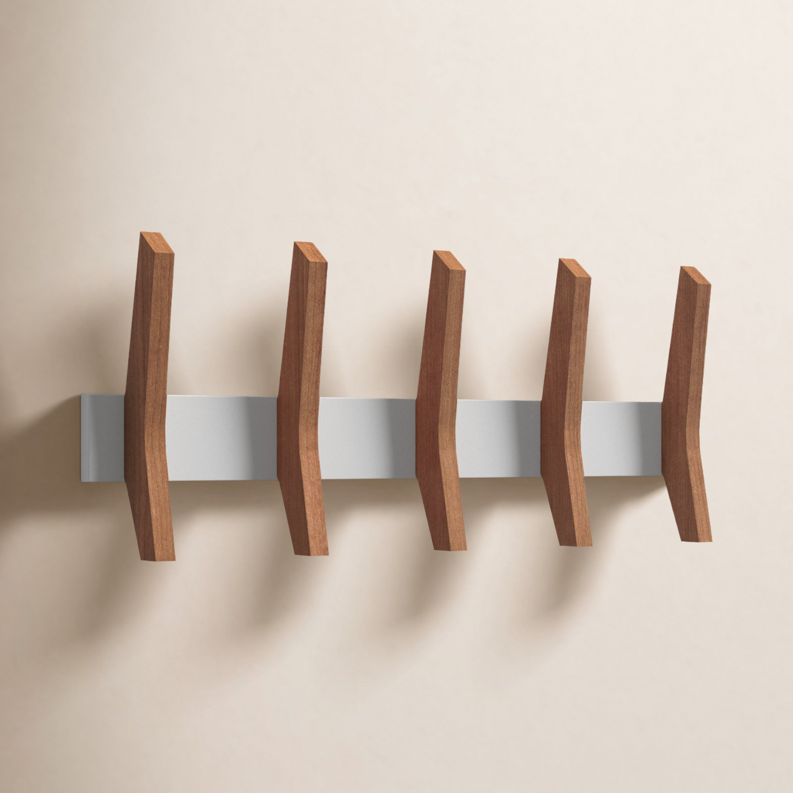 Sifford 5-Hook Solid Wood Coat Rack, White/Walnut