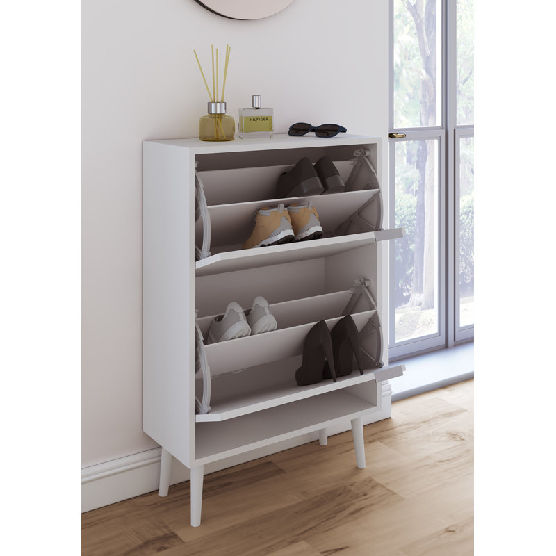 10 Pair Shoe Storage Cabinet, White