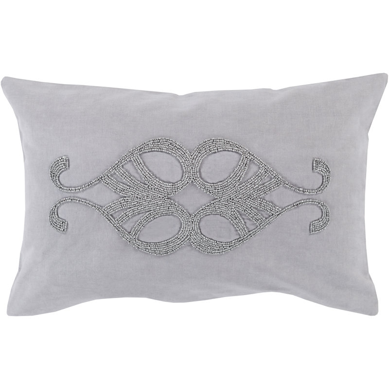  Beaded Lumbar Pillow, Eggplant, Polyester