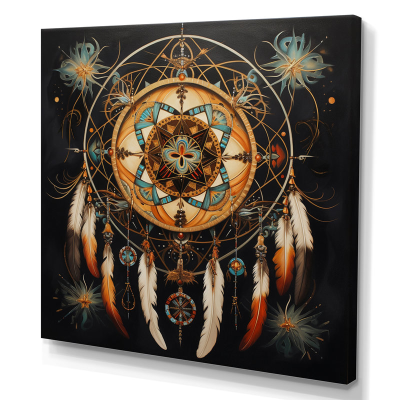 «Dream Catcher», voyage symbolique I - impression, H 30 po x l 30 po x P 1 po, Toile tendue