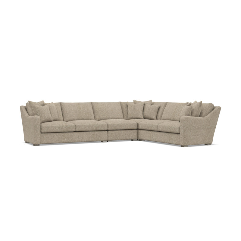 Bernhardt Ventura 4-Piece Fabric Sectional, 34.5" H x 137.5" W x 107.5" D, Right Hand Facing, Light Yellow Polyester