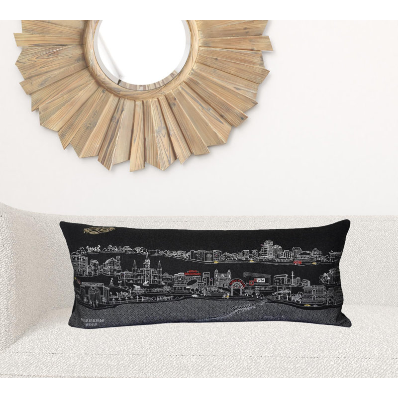 Coussin lombaire New Orleans, Gris, 14 po x 35 po