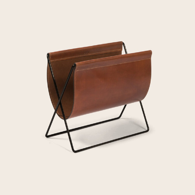 Maggiz Free Standing Magazine Rack, Cognac/Black