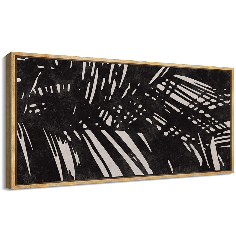 Abstrait botanique abstrait noir et blanc, H 30 po x l 60 po, Naturel