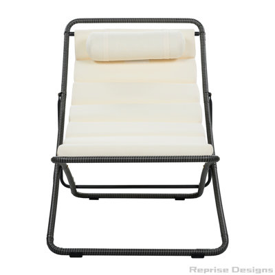 Chaise pliante d'extérieur 2 pièces, chaise de patio enveloppée de rotin avec dossier réglable, coussin épais et appui-tête détachable, pour la piscine, la plage, la cour, le camping et le camping (noir)