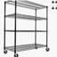 Étagères de rangement robustes en métal avec roulettes l 55,5 po x P 24 po x H 80 po, 4 niveaux réglables, capacité de 2400 lb, étagère de garage, rangement industriel roulant, noir