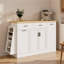 Buffet de rangement multifonctionnel avec porte coulissante, étagère à épices à 3 niveaux et poubelle pour la cuisine et la salle à manger-946682004