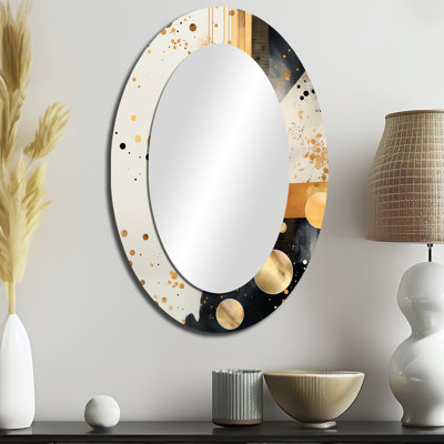 Doré et gris Sunset Collage II - miroir mural ovale moderne gris