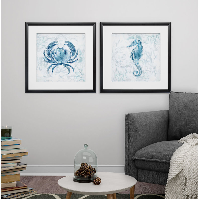Blue Marble Coast Crab - ensemble de 2 reproductions de cadres photo, Cadre noir