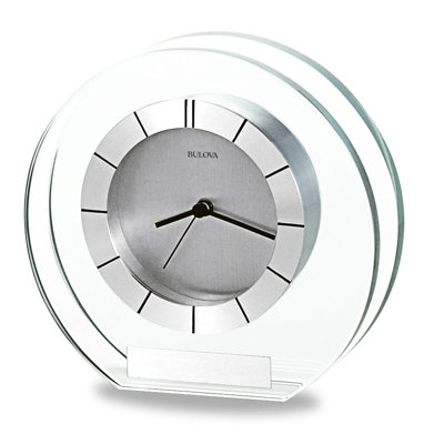 Modern & Contemporary Analog Tabletop Clock in Silver/Clear