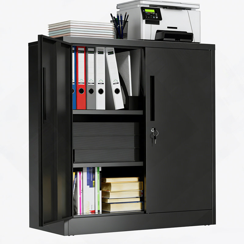 Heavy-Duty Metal Storage Cabinet With Lock, Adjustable Shelves, And 3-Point Security For Garage, Office, Or Home Use.