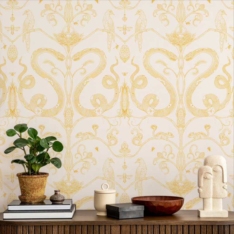 Snake Party, Gold/White, Non-Woven