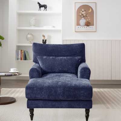 Modern Chaise Lounger Upholstered Sleeper Lounge Sofa Chair With Sturdy Legs