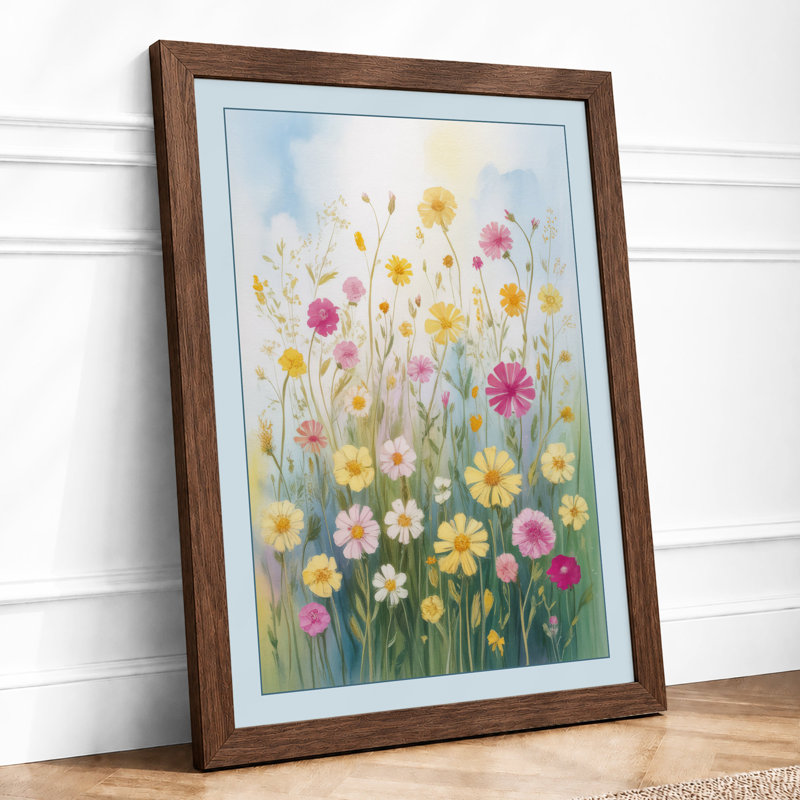 Wildflower Meadow Botanical - Framed Print, Walnut, A3 - 42.0 x 29.7 cm