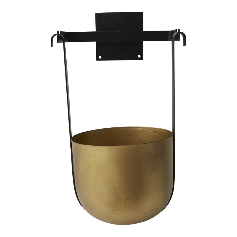 Handmade Metal Hanging Planter, 17.5" H x 12.25" W x 10.25" D