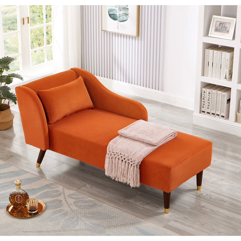 Chaise longue de luxe - revêtement en velours orange avec option de rembourrage doux, Orange