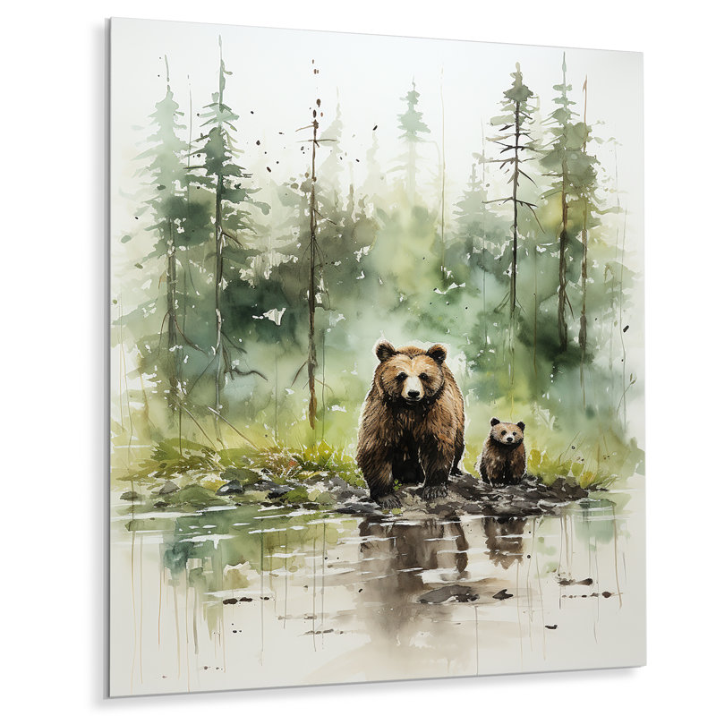 «Brown Grizzly Bear In Wilderness I», art mural en métal 2, H 32 po x l 24 po x P 1 po