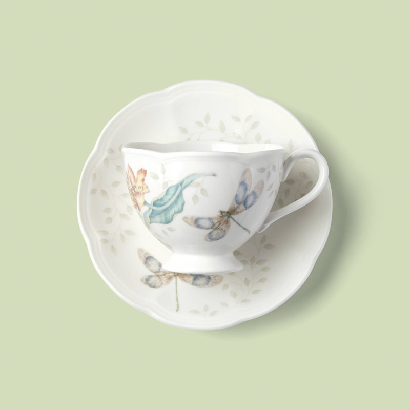 Lenox Butterfly Meadow 8 oz. Dragonfly Teacup and Saucer