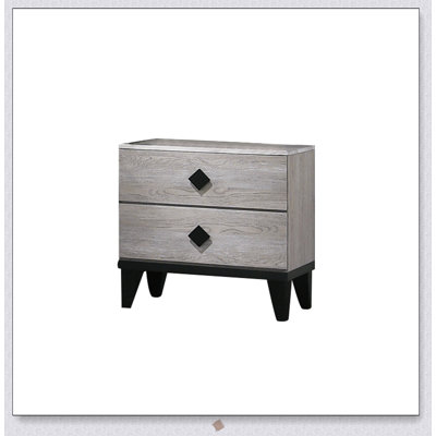 Table de chevet Smithson de style rétro avec deux tiroirs pour un rangement généreux et une fabrication durable