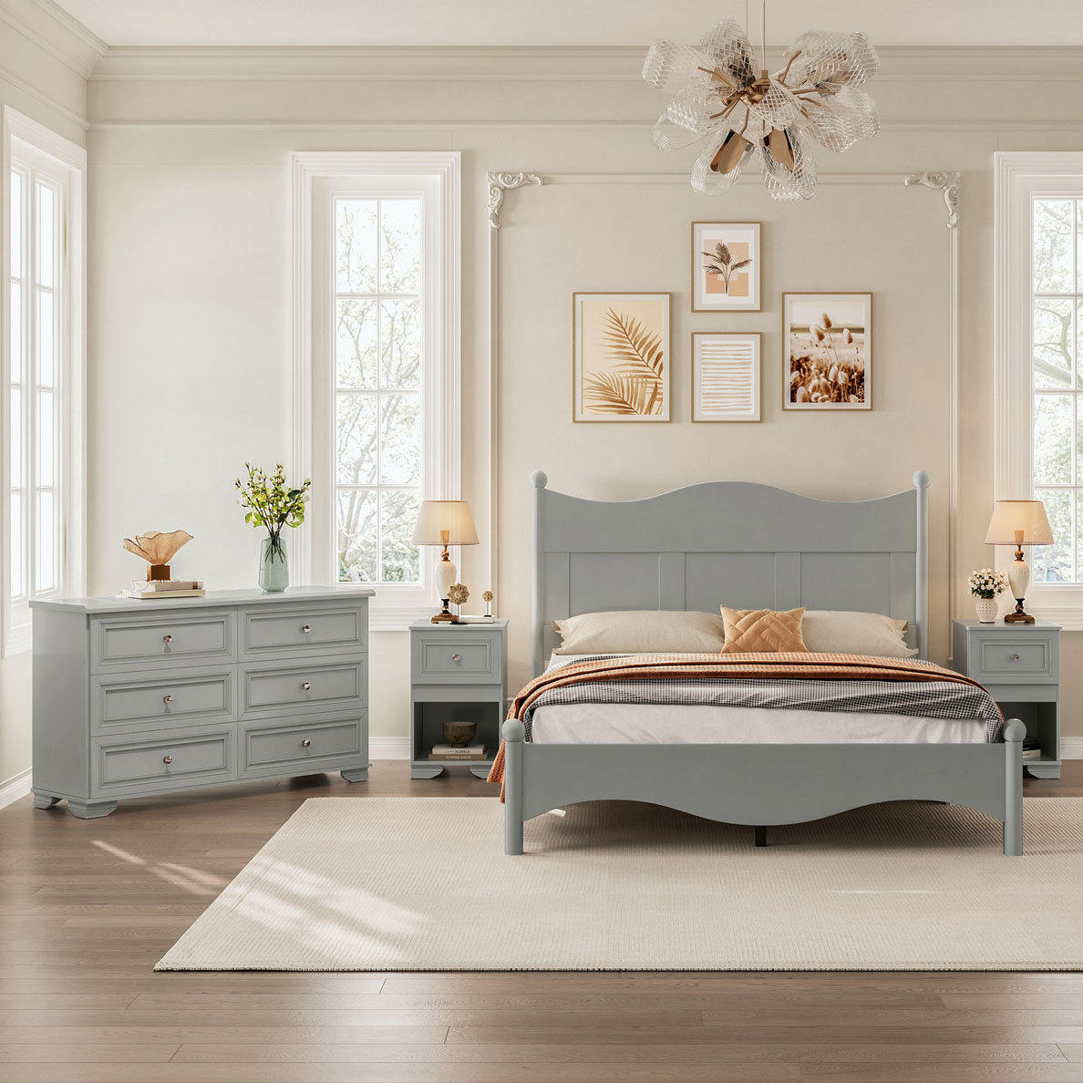 Allin furniture 4Pieces Retro Style Bedroom Sets Wayfair Canada