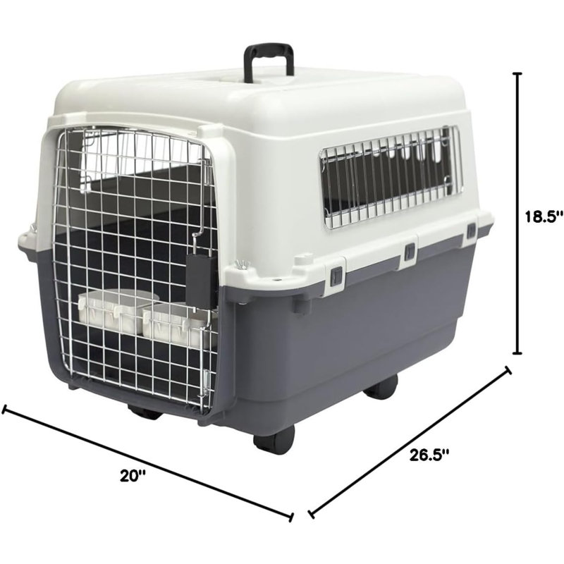 Cage de transport pour chien en plastique à chenilles en plastique - Moyen, gris