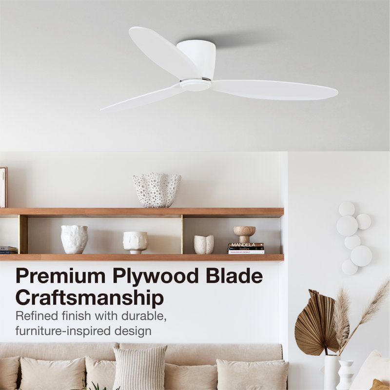 Radar 52in 3-Blades Indoor Ceiling Fan with Remote Control, White