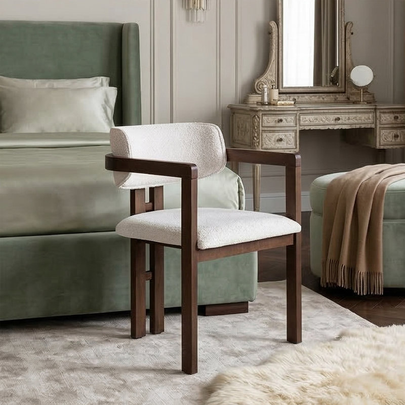 Fauteuil Alastair, Noyer foncé, Blanc