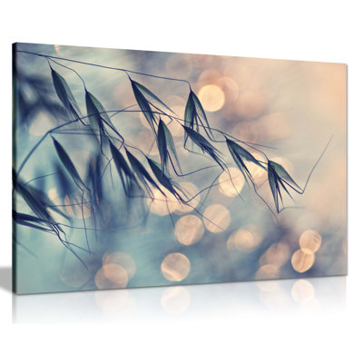 Grass Over Pastel Background - Wrapped Canvas Print