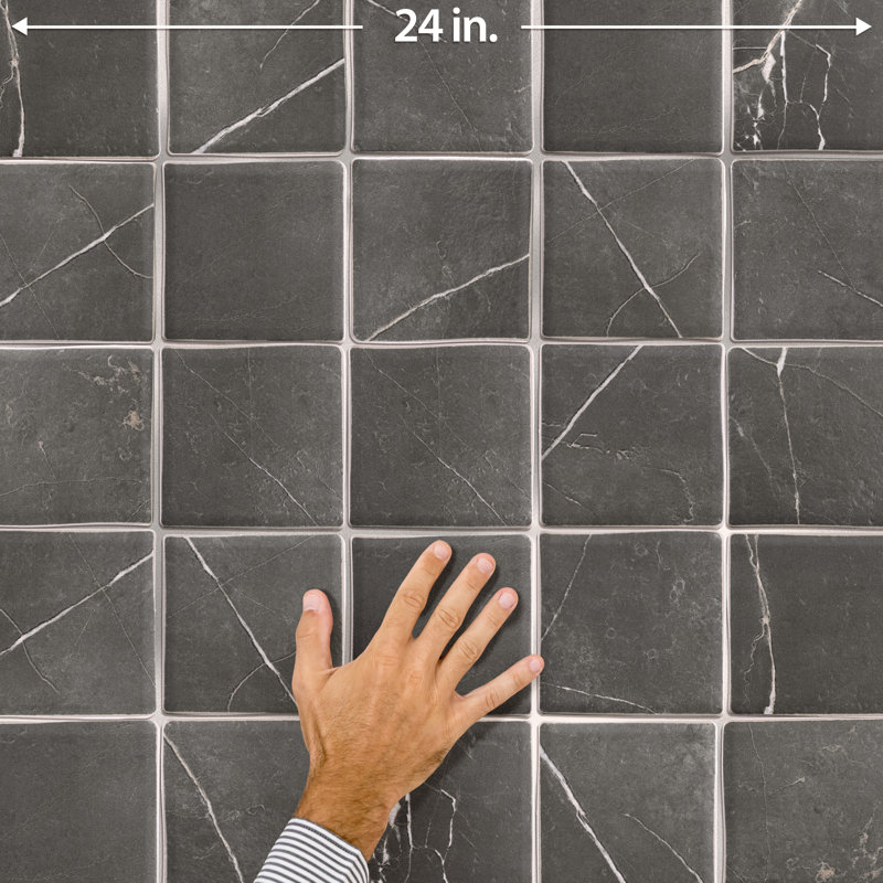 Istanbul 4-3/4 In. X 4-3/4 In. Porcelain Floor And Wall Tile, Black/Beige