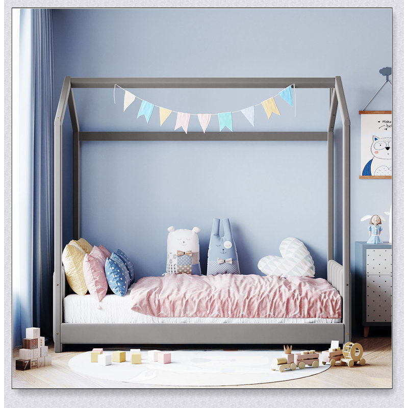 Velvet House Bed Wood Bed, Twin