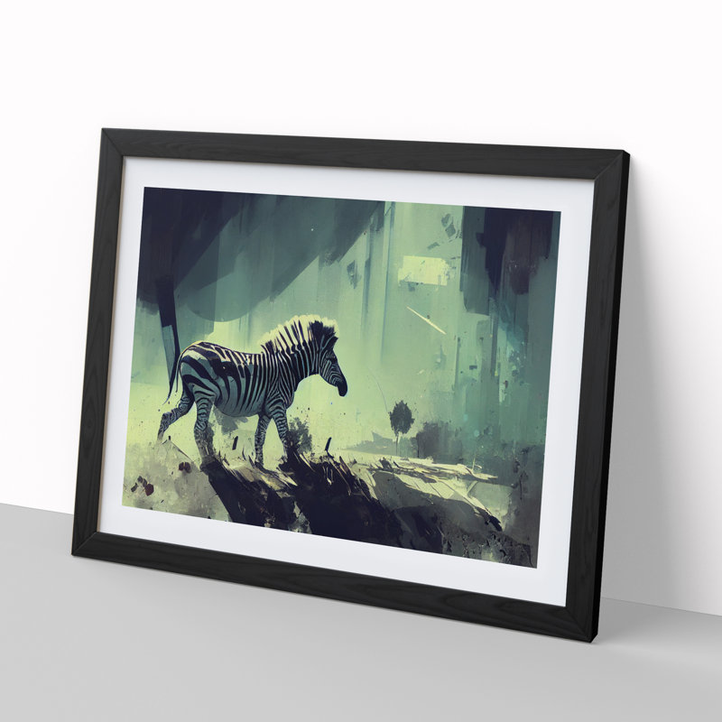 Zebra Vol.1 - Single Picture Frame Painting, 46cm H x 64cm W x 2cm D, Black