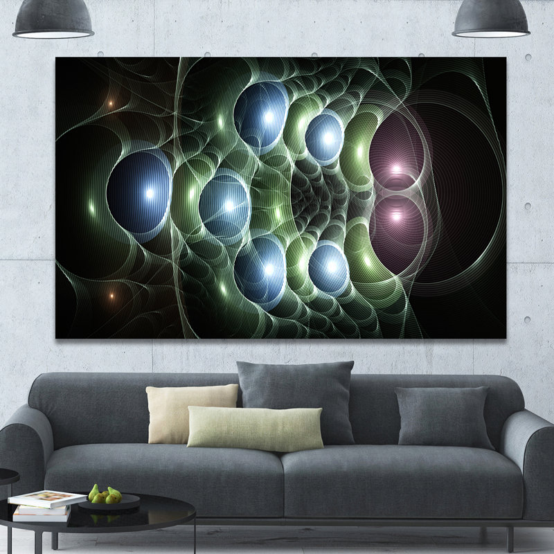 " Light Blue 3D Surreal Circles ", 12" H x 20" W x 1" D