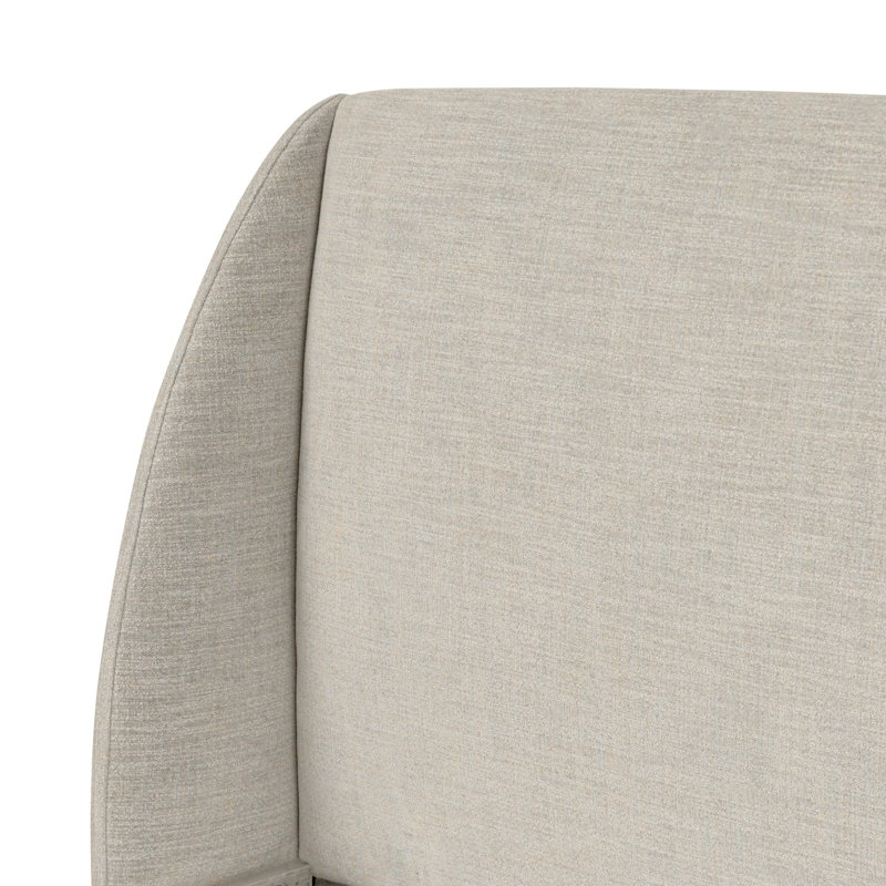 Maeve Upholstered Wingback Bed, Queen, Cambric Ivory/Natural Oak