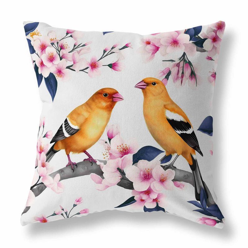 Coussin réversible Goldfinch Haven, Rose / orange / bleu marine, H 20 po x l 20 po