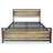 Modern Wood & Black Metal Platform Bed Frame with Sturdy Headboard-472822281-472822282