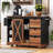 55.5" Farmhouse Kitchen Island with Drop Leaf, Kitchen Storage Island with Barn Door, Power Outlet, Rolling Kitchen Cart on Wheels with Spice Rack, for Home, Kitchen, Dining Room, Black-1197287797
