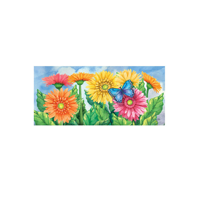 Gerbera Daisies Sassafras Switch 22 in. x 10 in. Non-Slip Outdoor Door Mat