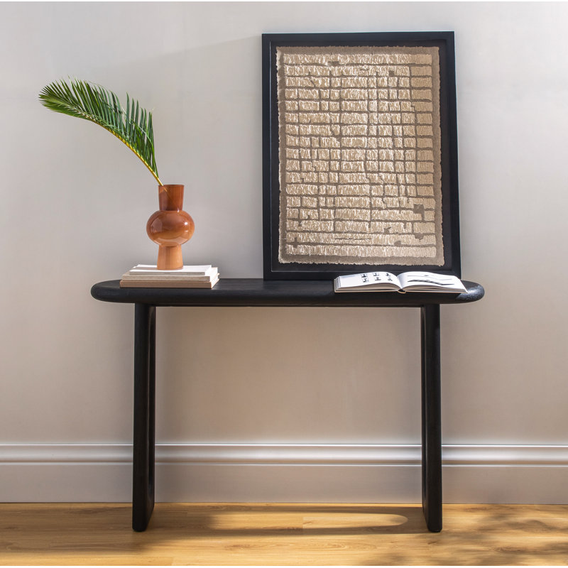 Griffey 50" Solid Wood Console Table with Oval Top Sled Base Entryway Accent Furniture for Narrow Spaces, Black