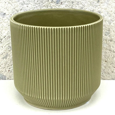 Matte Green Ribbed Planter