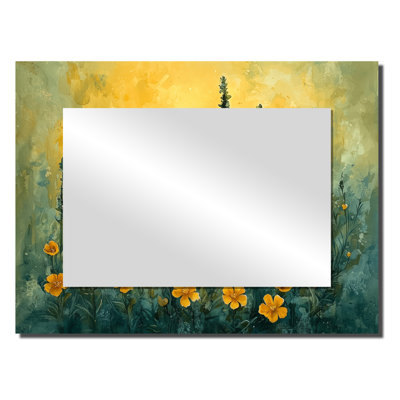 Wildflowers Prairies By The Countryside I - Floral Decorative Mirror Wall Art - Printed On Metal