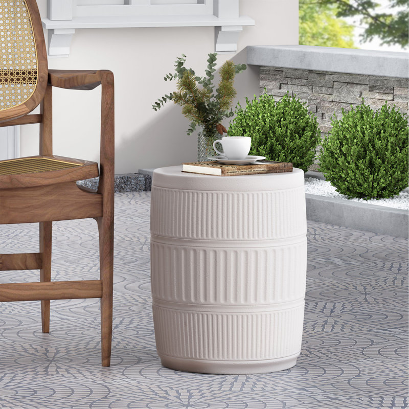 Charming Lightweight Concrete End Table With Fluted Design For Outdoor Spaces
