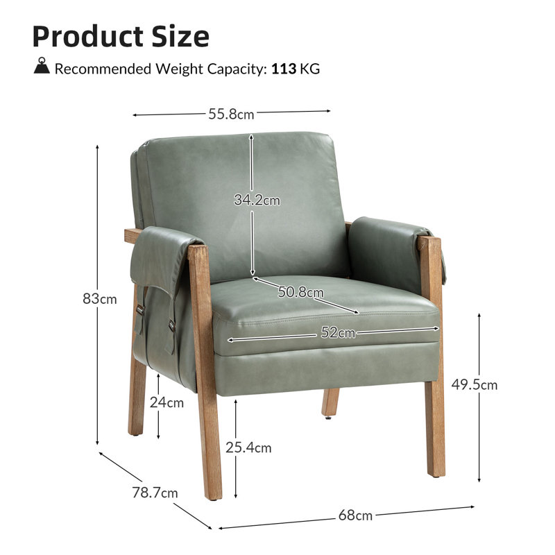 Arhiana Faux Leather Armchair With Solid Wood Legs Set Of 2, Sage
